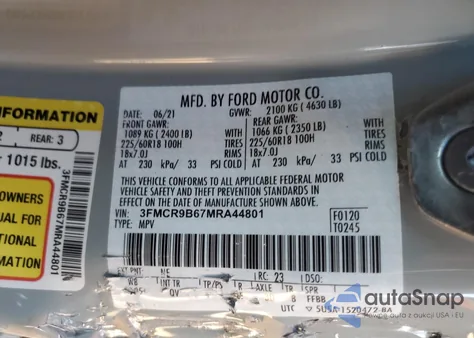 2021 Ford Bronco Sport Big Bend from USA, damaged, VIN 3FMCR9B67MRA44801